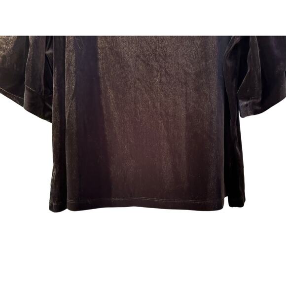 Draper James Womens Shirt Black Velvet XXL Puff Sleeve Whimsigoth Gothic Evening - Picture 5 of 11